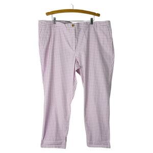 NWT Talbots purple white check gingham relaxed chino cottagecore pants 22W